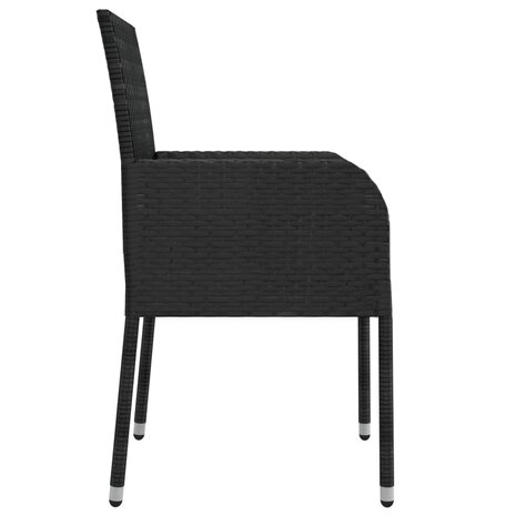 Tuinstoelen 4 st met kussens poly rattan zwart