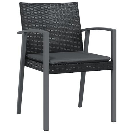 Tuinstoelen 4 st met kussens 56,5x57x83 cm poly rattan zwart