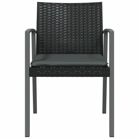Tuinstoelen 4 st met kussens 56,5x57x83 cm poly rattan zwart