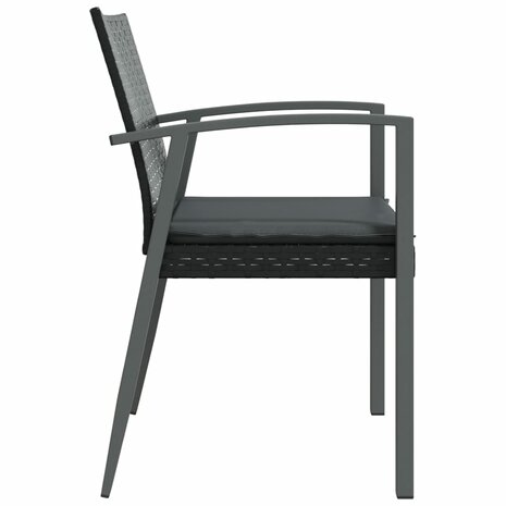 Tuinstoelen 4 st met kussens 56,5x57x83 cm poly rattan zwart