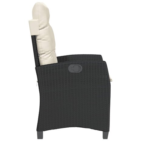 Tuinstoelen 2 st verstelbaar met kussens poly rattan zwart