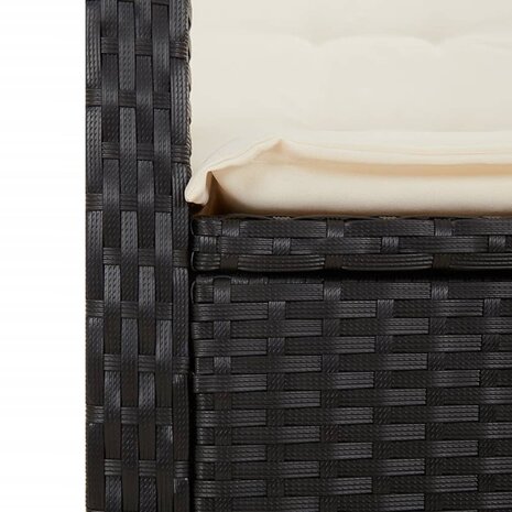 Tuinstoelen 2 st verstelbaar met kussens poly rattan zwart
