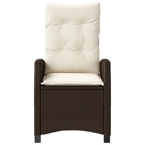 Tuinstoelen 2 st verstelbaar met kussens poly rattan bruin