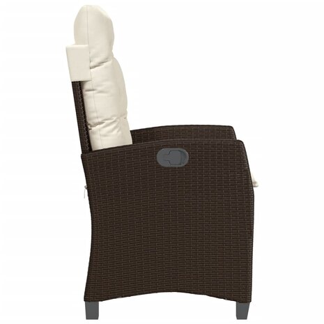 Tuinstoelen 2 st verstelbaar met kussens poly rattan bruin