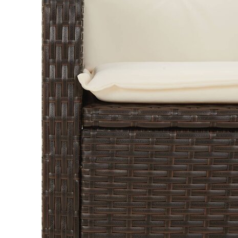 Tuinstoelen 2 st verstelbaar met kussens poly rattan bruin
