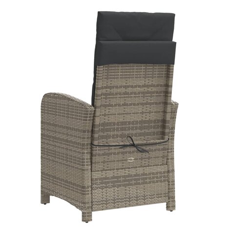Tuinstoelen 2 st verstelbaar met voetensteun poly rattan grijs