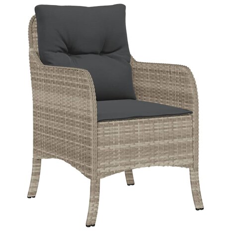 Tuinstoelen 2 st met kussens poly rattan lichtgrijs