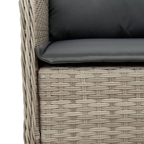 Tuinstoelen 2 st met kussens poly rattan lichtgrijs