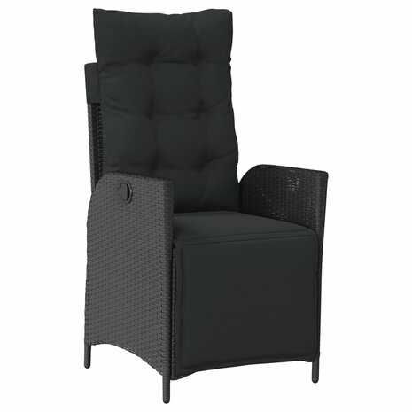 Tuinstoelen 2 st verstelbaar met voetensteun poly rattan zwart