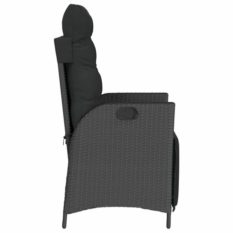 Tuinstoelen 2 st verstelbaar met voetensteun poly rattan zwart