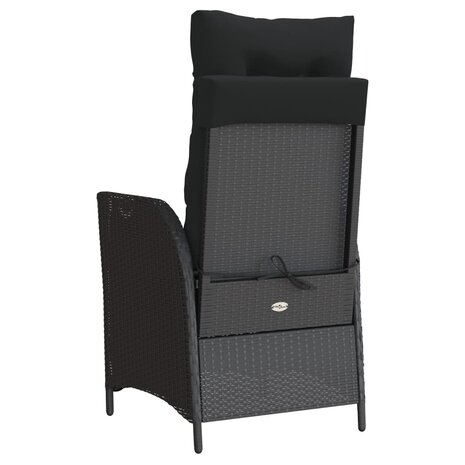 Tuinstoelen 2 st verstelbaar met voetensteun poly rattan zwart