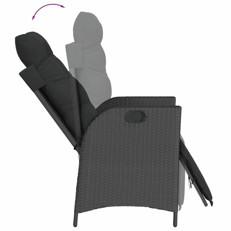 Tuinstoelen 2 st verstelbaar met voetensteun poly rattan zwart