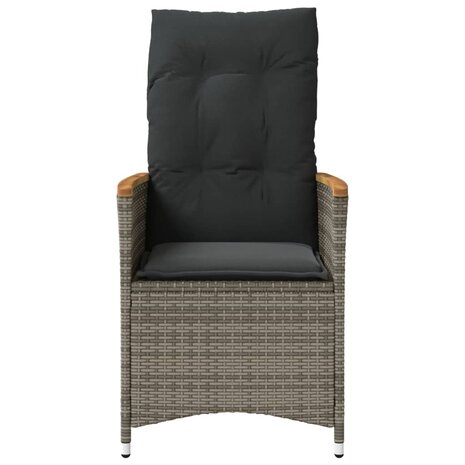 Tuinstoelen 2 st verstelbaar met kussens poly rattan grijs