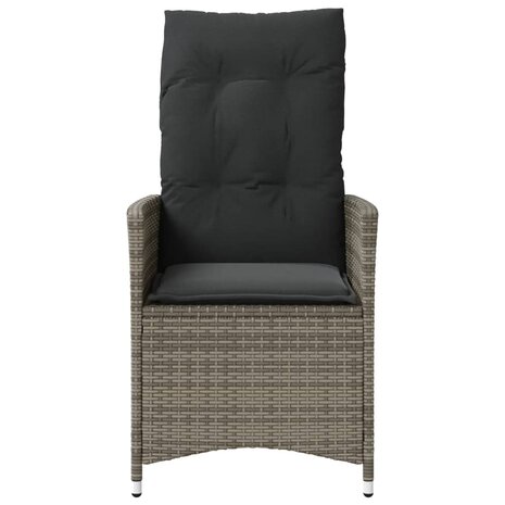 Tuinstoelen 2 st verstelbaar met kussens poly rattan grijs