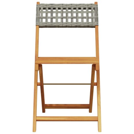 Tuinstoelen 6 st inklapbaar poly rattan en massief hout grijs