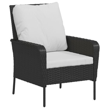 Tuinstoel met voetenbank poly rattan zwart