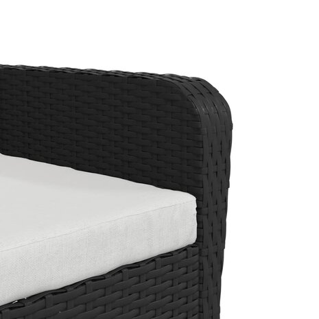 Tuinstoel met voetenbank poly rattan zwart
