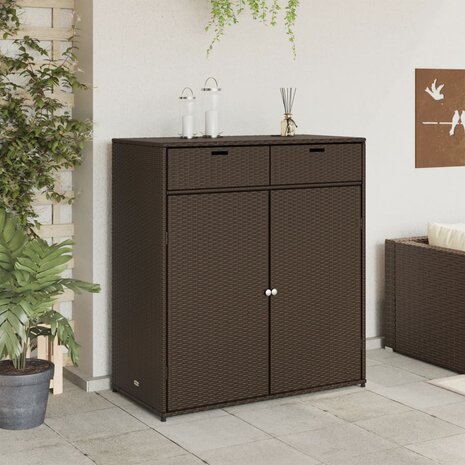 Tuinkast 105x55x113 cm poly rattan bruin