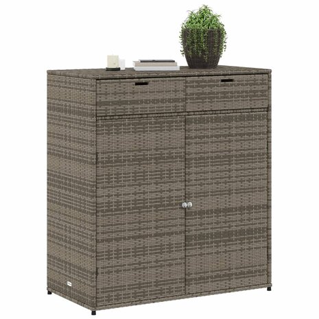 Tuinkast 105x55x113 cm poly rattan grijs