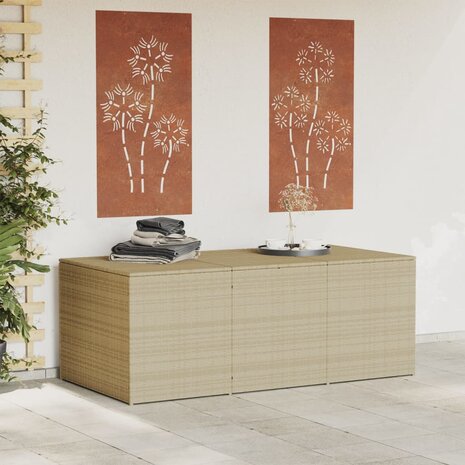 Tuinbox met wielen 984 L poly rattan gemengd beige