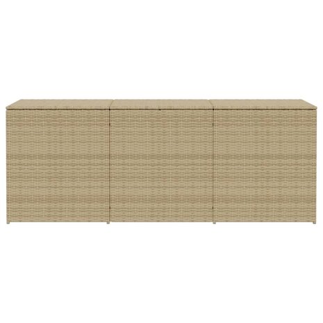 Tuinbox met wielen 984 L poly rattan gemengd beige