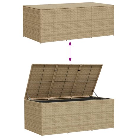Tuinbox met wielen 984 L poly rattan gemengd beige