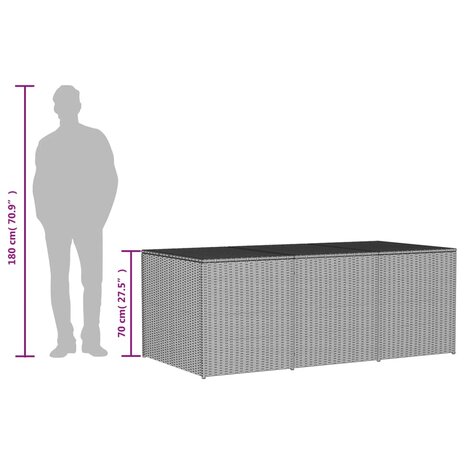 Tuinbox met wielen 984 L poly rattan gemengd beige