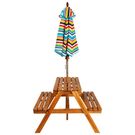 Kinderpicknicktafel met parasol 79x90x60 cm massief acaciahout