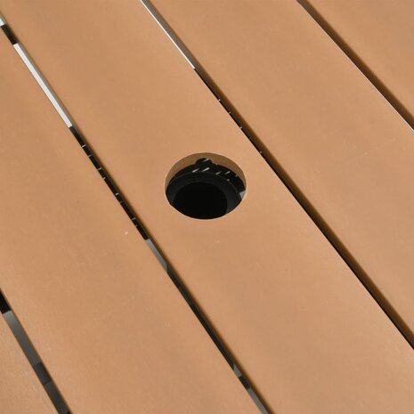 Tuintafel met parasolgat 55x55x46,5 cm poly rattan bruin