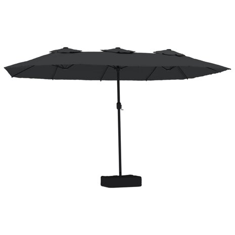 Parasol dubbel dak met LED 449x245 cm zwart