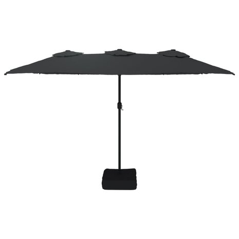 Parasol dubbel dak met LED 449x245 cm zwart