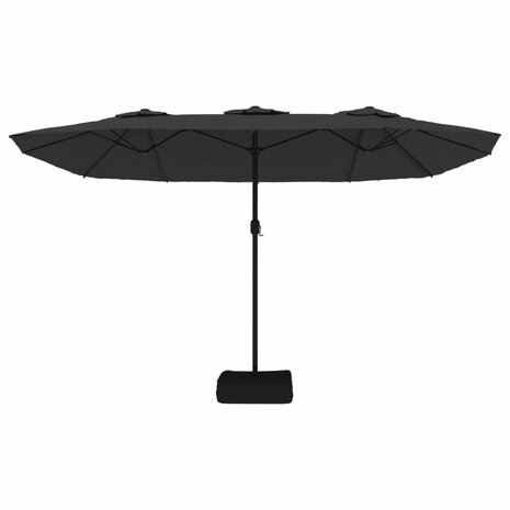 Parasol dubbel dak met LED 449x245 cm zwart