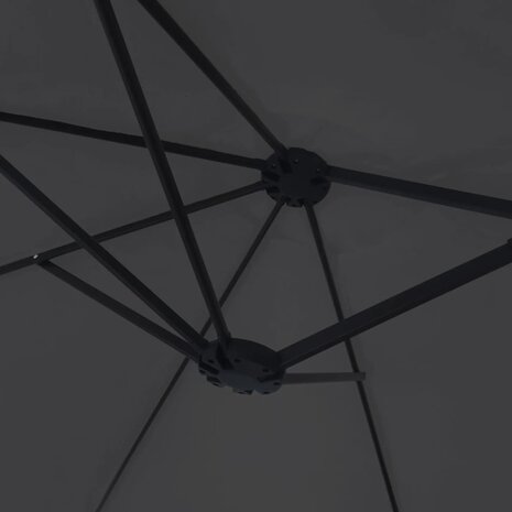 Parasol dubbel dak met LED 449x245 cm zwart