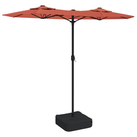 Parasol dubbel dak met LED's 316x240 cm terracottakleurig
