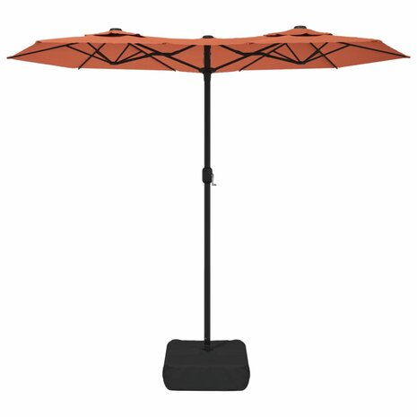 Parasol dubbel dak met LED's 316x240 cm terracottakleurig
