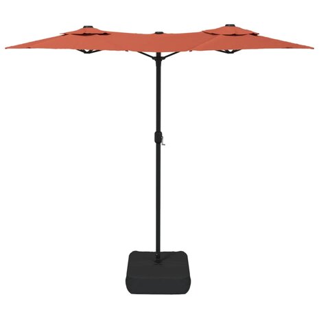 Parasol dubbel dak met LED's 316x240 cm terracottakleurig