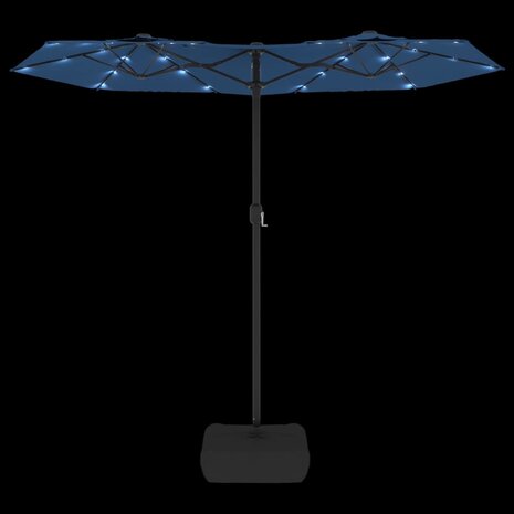 Parasol dubbel dak met LED 316x240 cm azuurblauw
