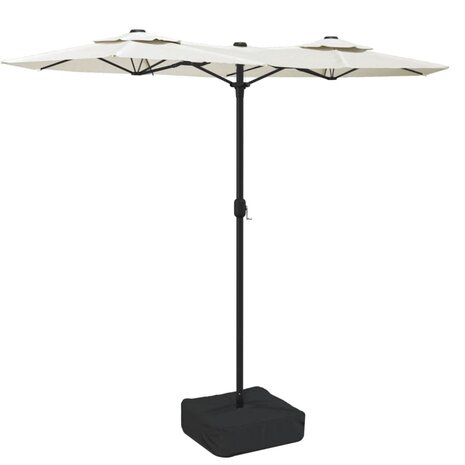 Parasol dubbel dak met LED 316x240 cm zandwit