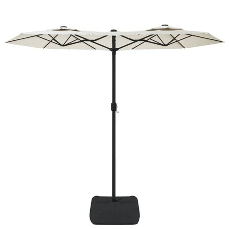 Parasol dubbel dak met LED 316x240 cm zandwit
