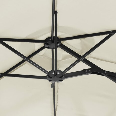 Parasol dubbel dak met LED 316x240 cm zandwit