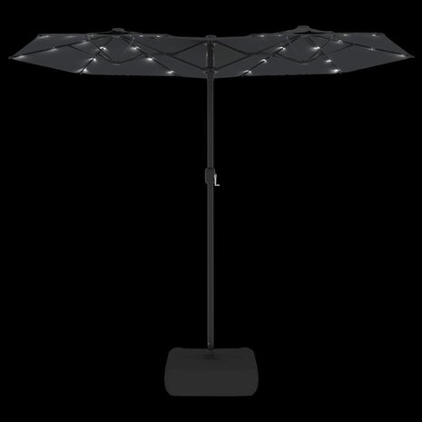 Parasol dubbel dak met LED's 316x240 cm zwart