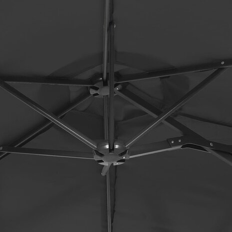 Parasol dubbel dak met LED's 316x240 cm zwart