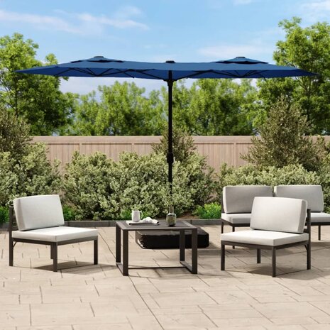 Parasol dubbel dak 316x240 cm azuurblauw