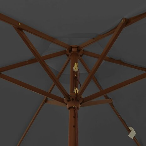 Parasol met houten paal 196x231 cm antracietkleurig