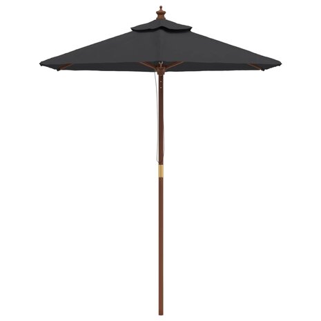 Parasol met houten paal 196x231 cm zwart