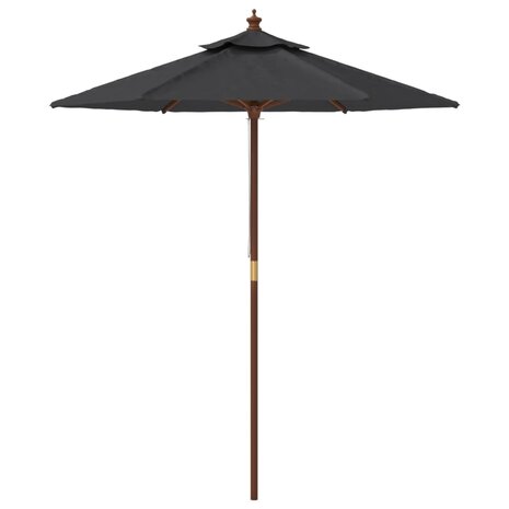 Parasol met houten paal 196x231 cm zwart