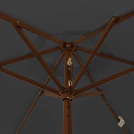 Parasol met houten paal 196x231 cm zwart