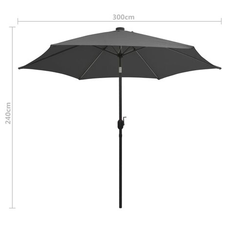 Parasol met LED-verlichting en aluminium paal 300 cm antraciet