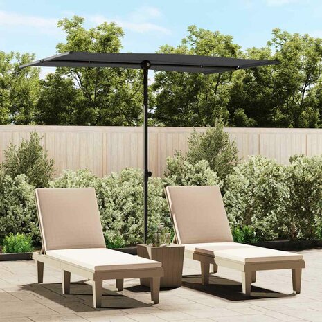 Parasol met aluminium paal 2x1,5 m antracietkleurig