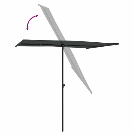 Parasol met aluminium paal 2x1,5 m antracietkleurig